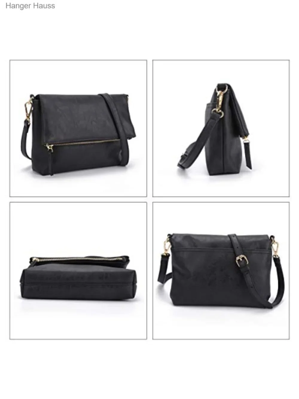 Crossbody Bag Wristlet Purse Detachable Adjustable Strap Vegan PU Leather